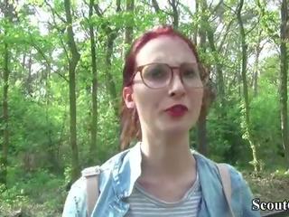 German scout - kolese redhead rumaja lia in publik casting
