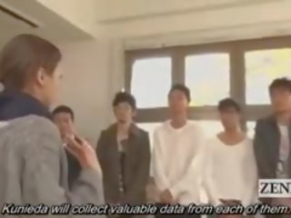 Subtitled bekläs kvinnlig naken hane japanska bisarrt grupp axel inspection